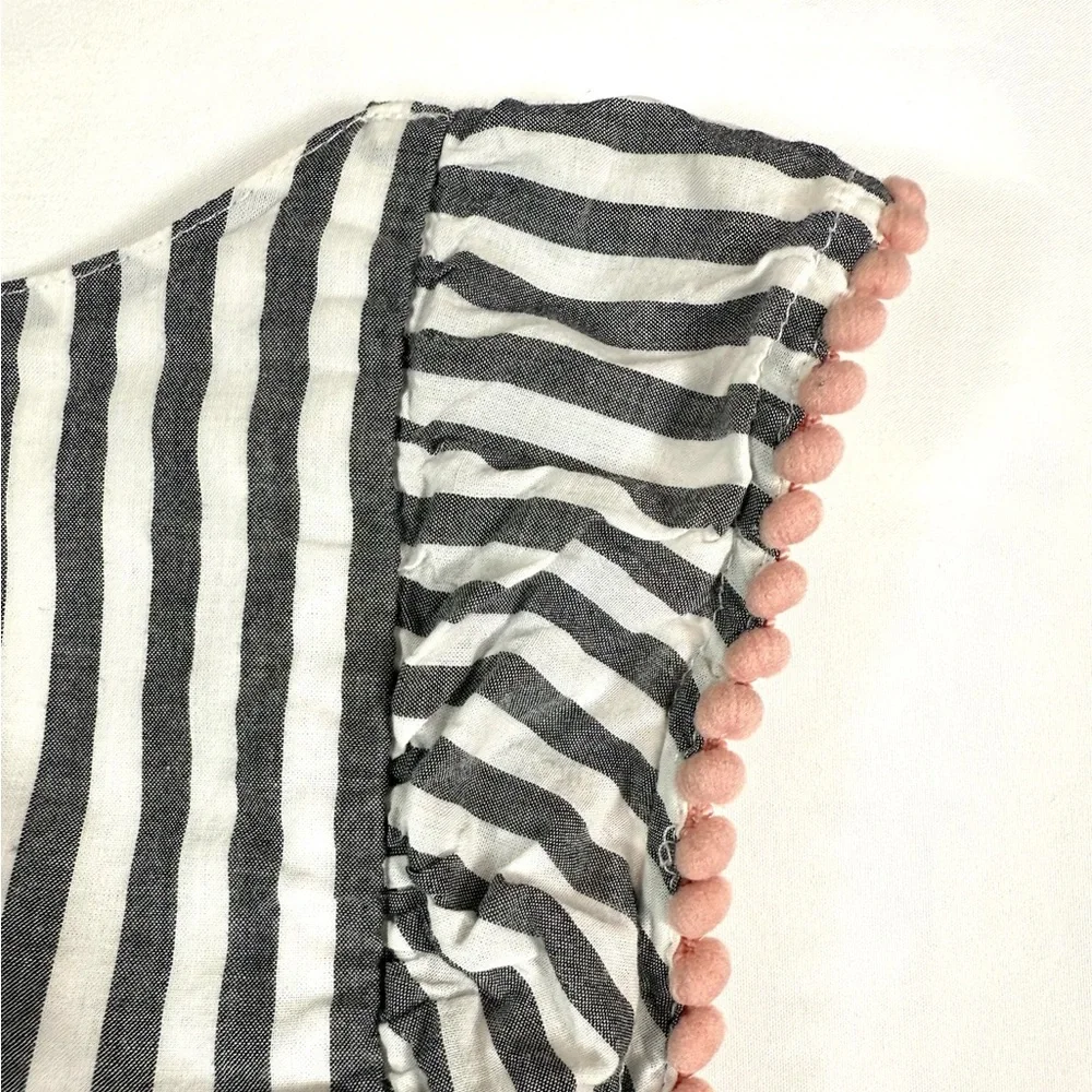 GYMBOREE Girls Black White Stripe Sleeveless Smocked Dress 8 Classic Cottagecore